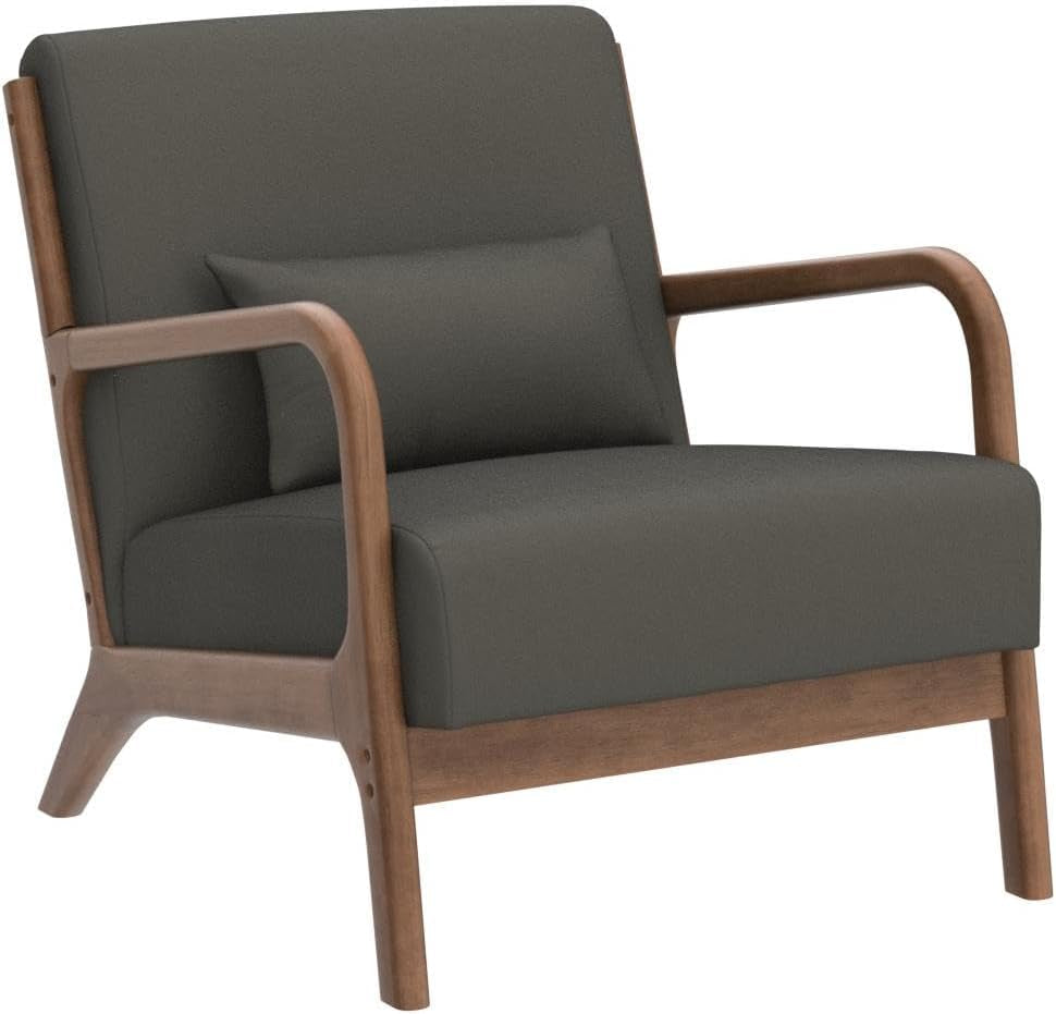Green Upholstered Mid Century Modern Accent Armchair