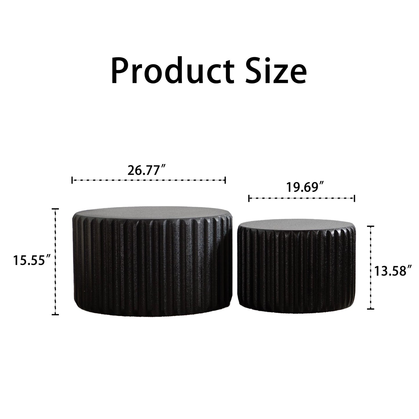 Black Scalloped Round Coffee Table Set