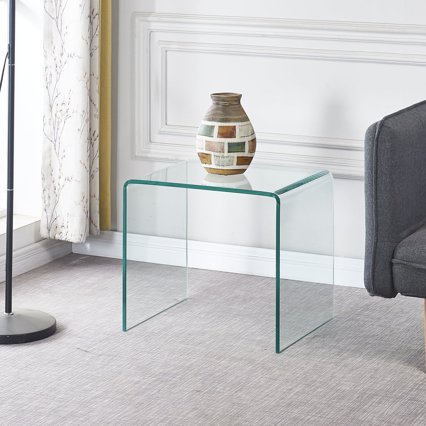 Tempered Clear Bent Glass Side Table