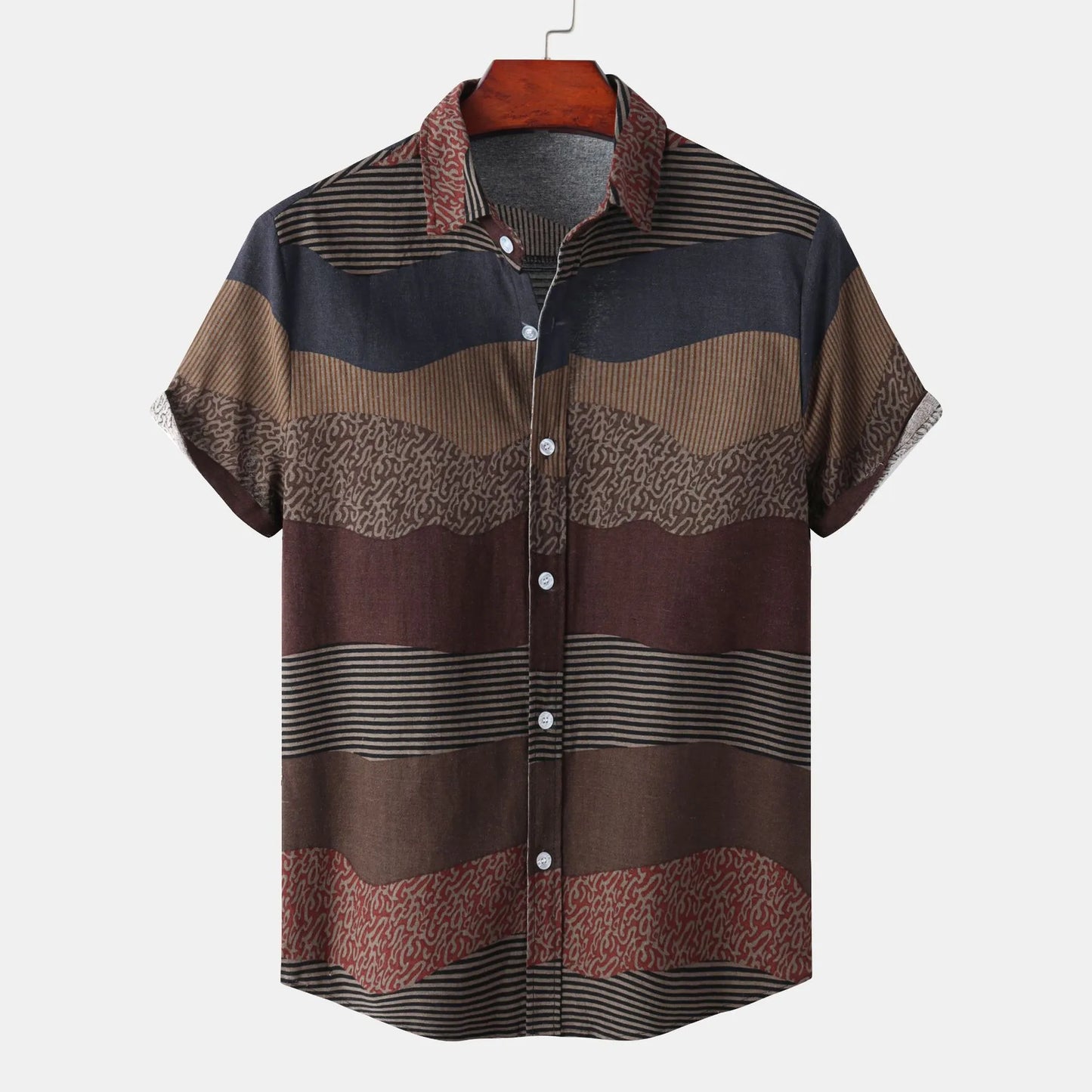 Color Block Short Sleeve Casual Shirt