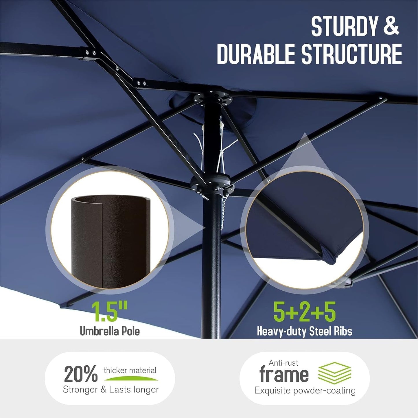 Navy Outdoor Patio Table And Chairs Set With Umbrella For 6