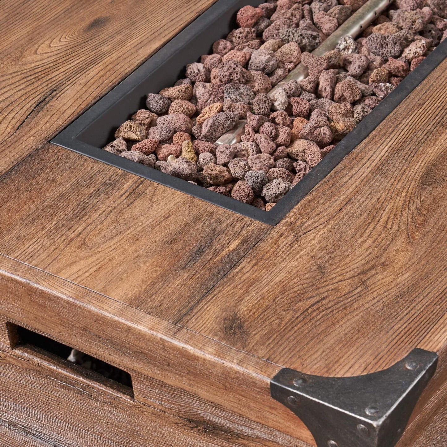 56" Outdoor 50K BTU Wood Pattern Rectangle Gas Burning Fire Pit (SAK43681)