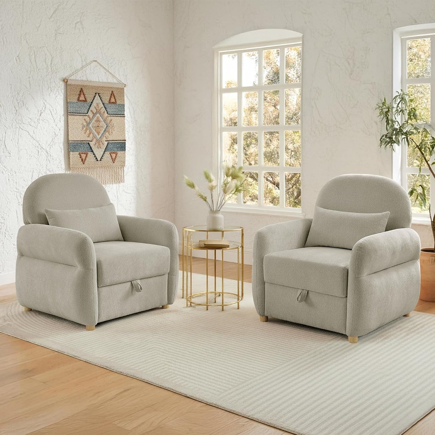 33Point5Inch Modern Reading Chair With HiddenStorage