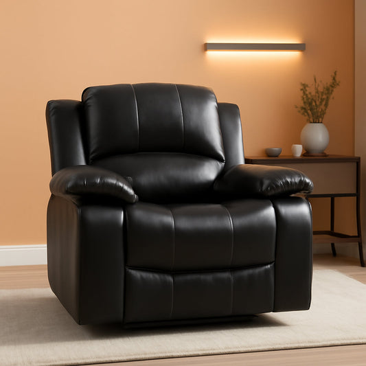Power Reclining Bonded Leather Living Room Set Black