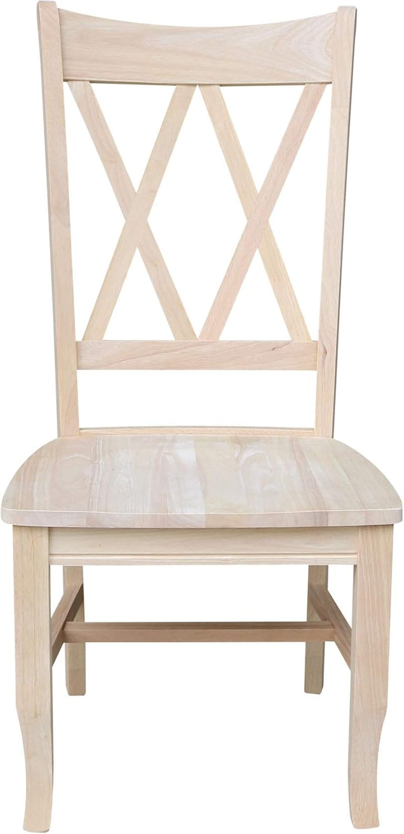 Two Unfinished Parawood Dining Chairs With X Back