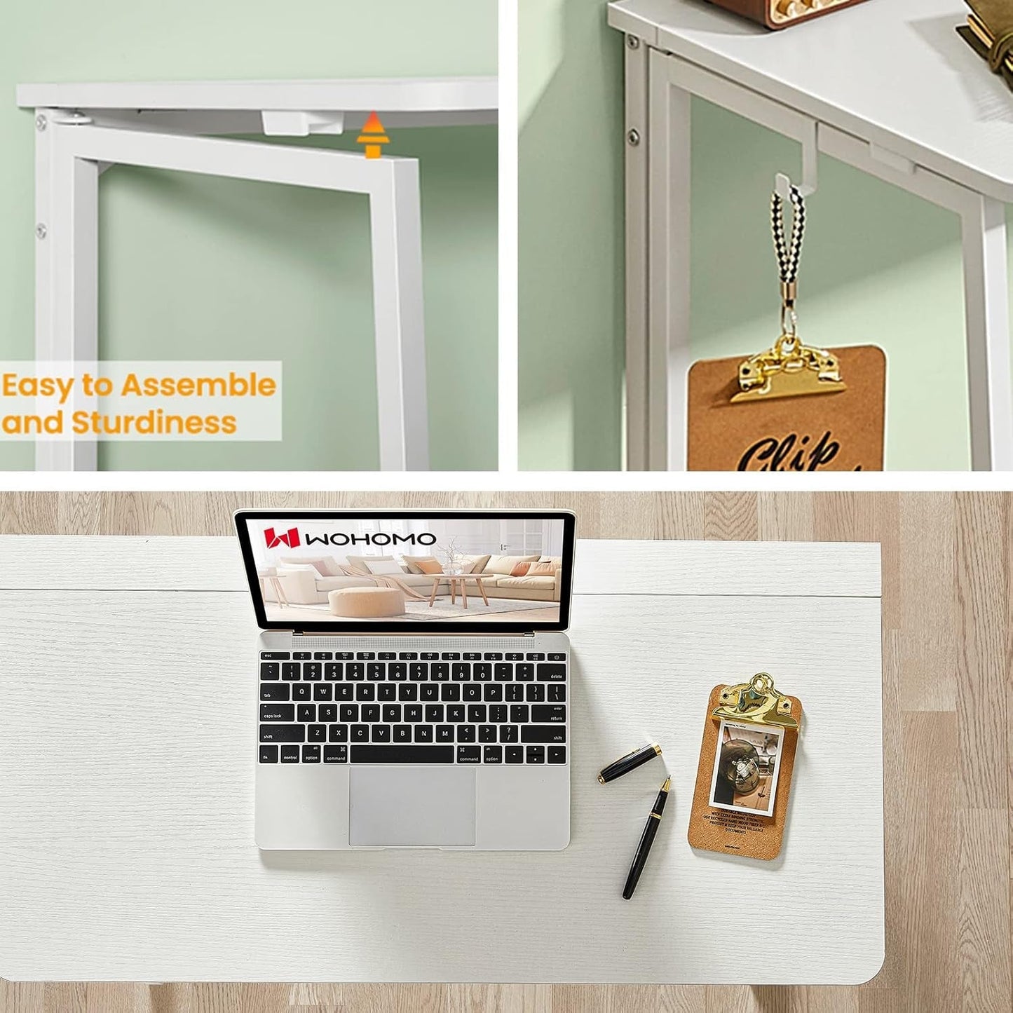 31.5 Inch Folding Desk White For Small Spaces Home Office
