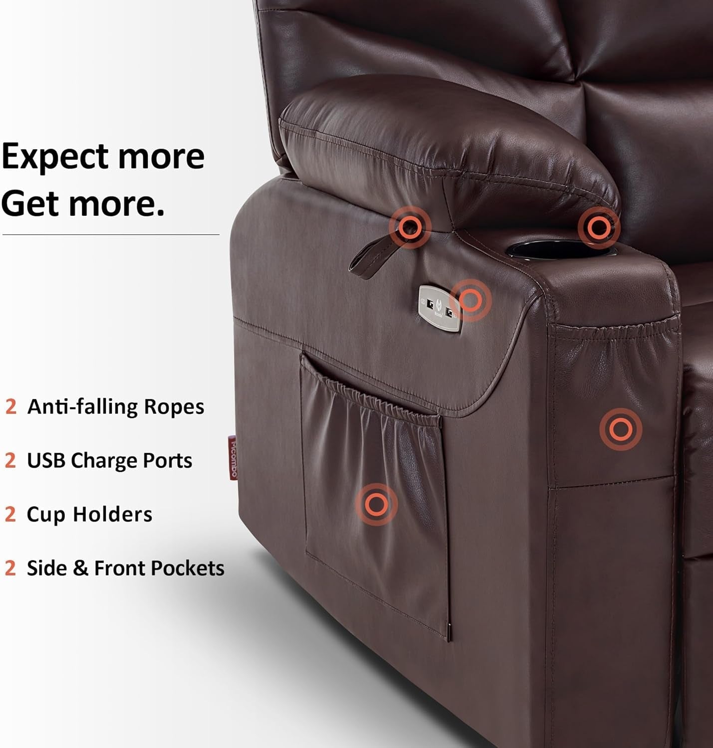 Power Lift Recliner Dark Brown Extended Footrest Chair