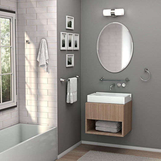 Bathroom Wall Mirror 32 Inch High 24 Inch Wide Beveled Frameless Oval For Bath Vanity And Living Room