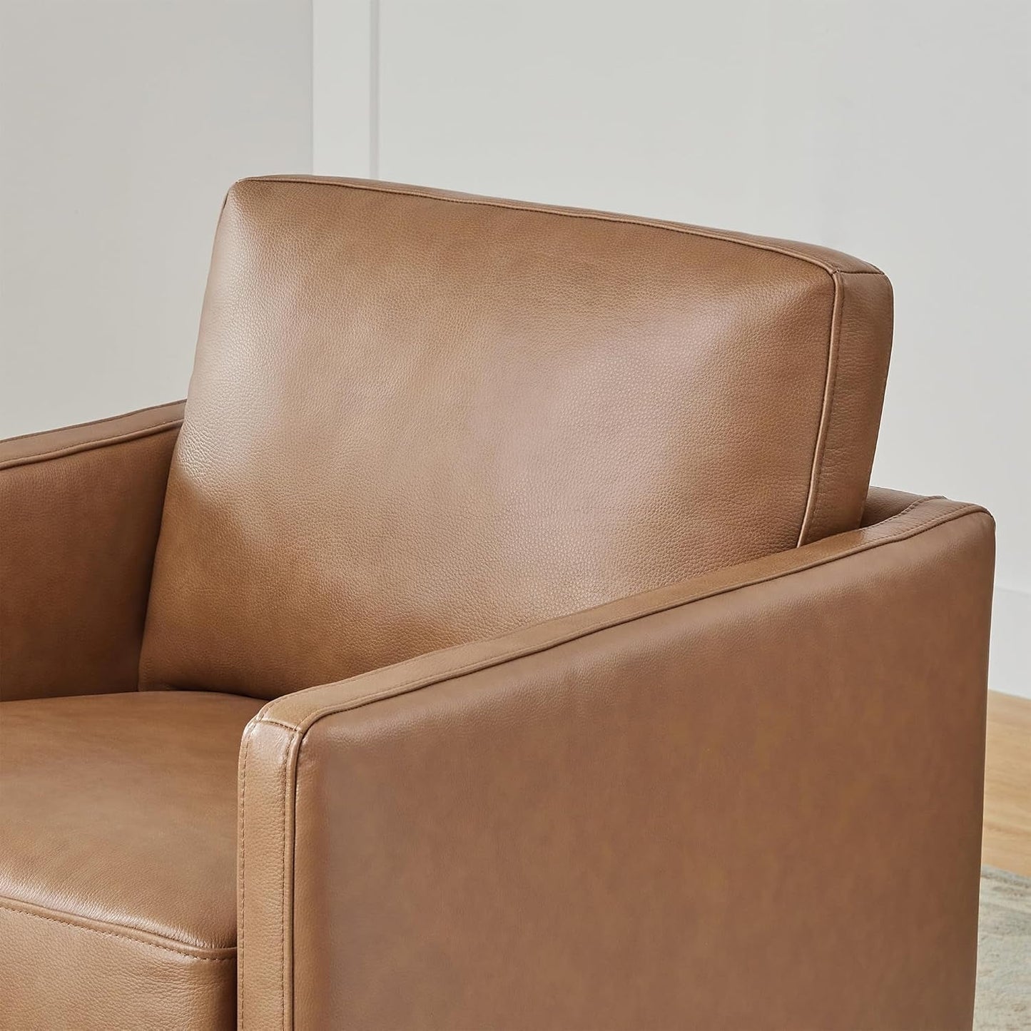 Genuine Leather Swivel Accent Chair Fully Assembled