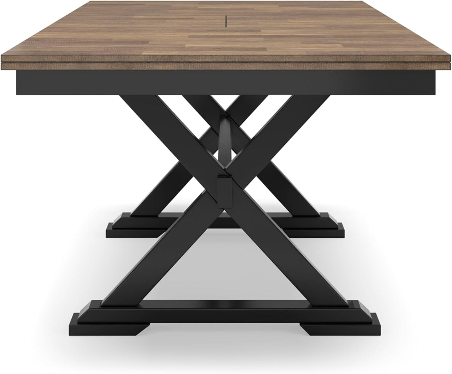 Farmhouse Dining Extension Table Butterfly Leaf 6-8 Seater Black And Dark Brown