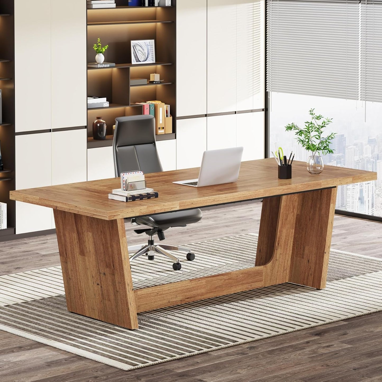 Walnut 70 Inch Executive Desk For Home Office Workspace