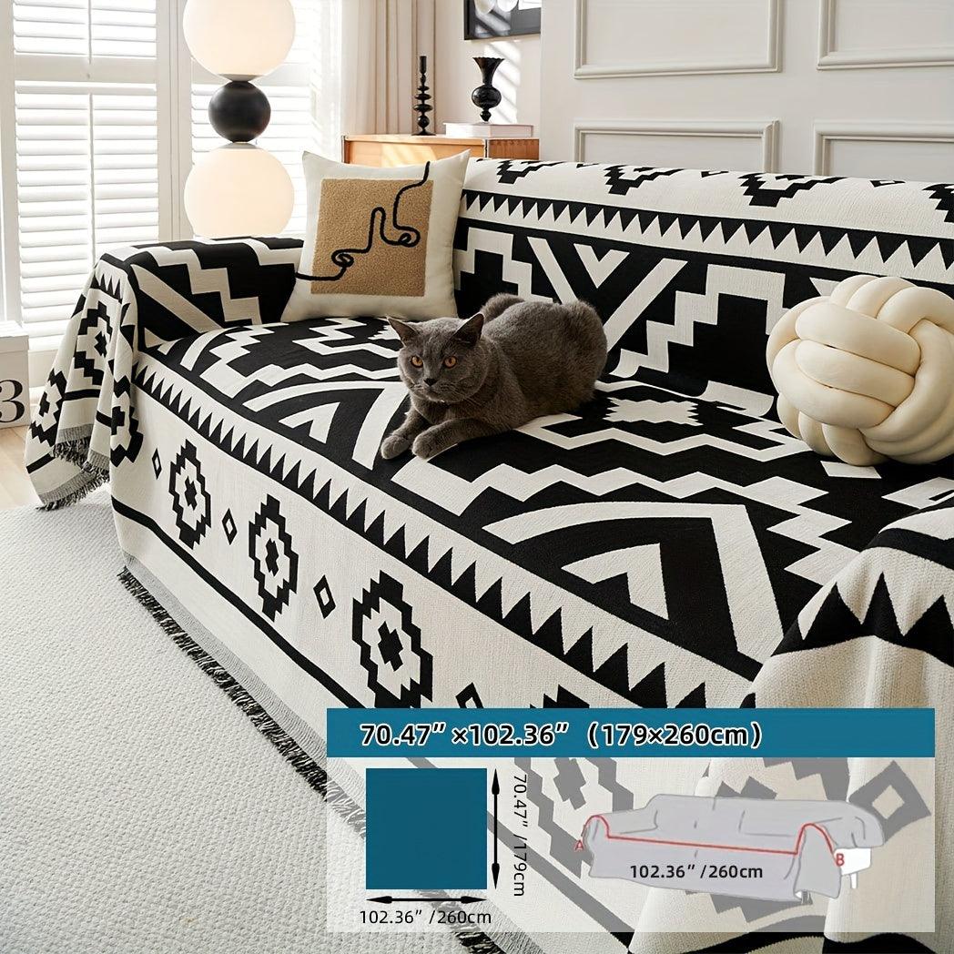 Boho-Chic All-Season Sofa Cover | Light Gray & Pet Proof Couch Cover