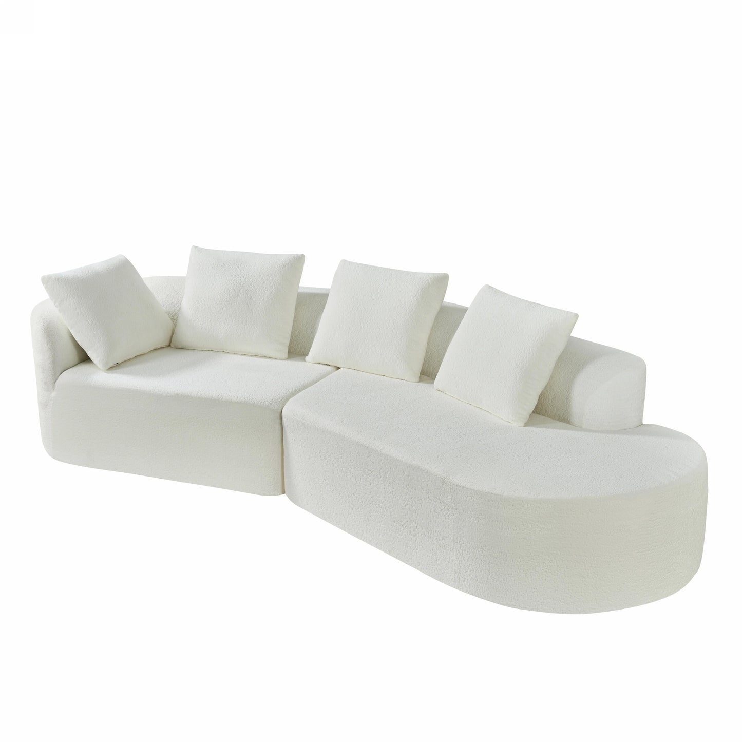 116' Modern Curved Sectional Sofa with High-Density Fully Compressed Sponge and Chaise Lounge, Pearl Upholstery, 2-Piece Set, Fully Assembled Right Hand Facing, Perfect for Living Room, Lounge