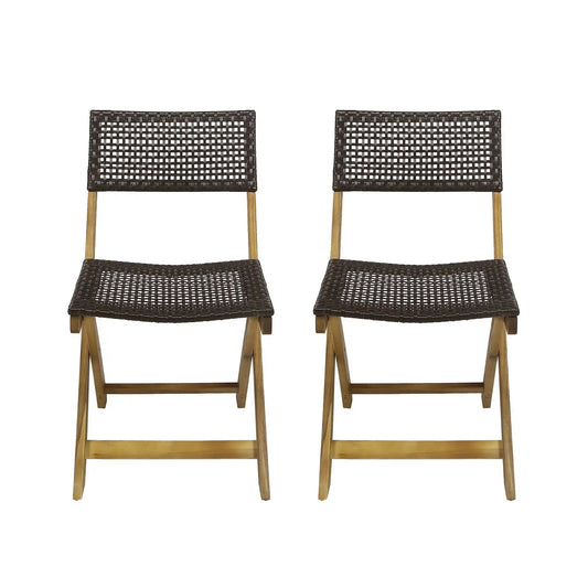 Bistro Foldable Chair With Wicker Backrest