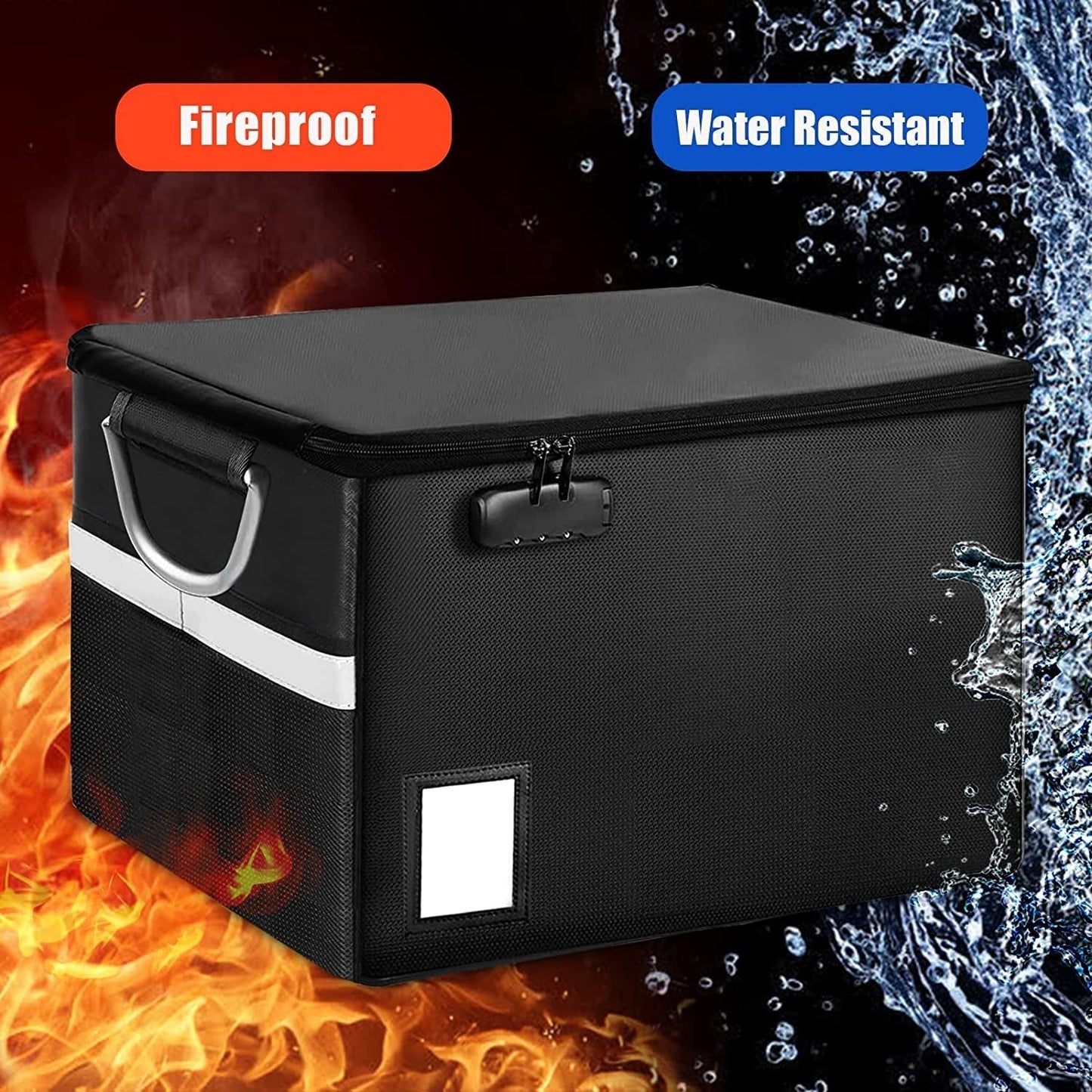 Portable Fireproof Document Storage Box 16.1x12.9x11 Inches