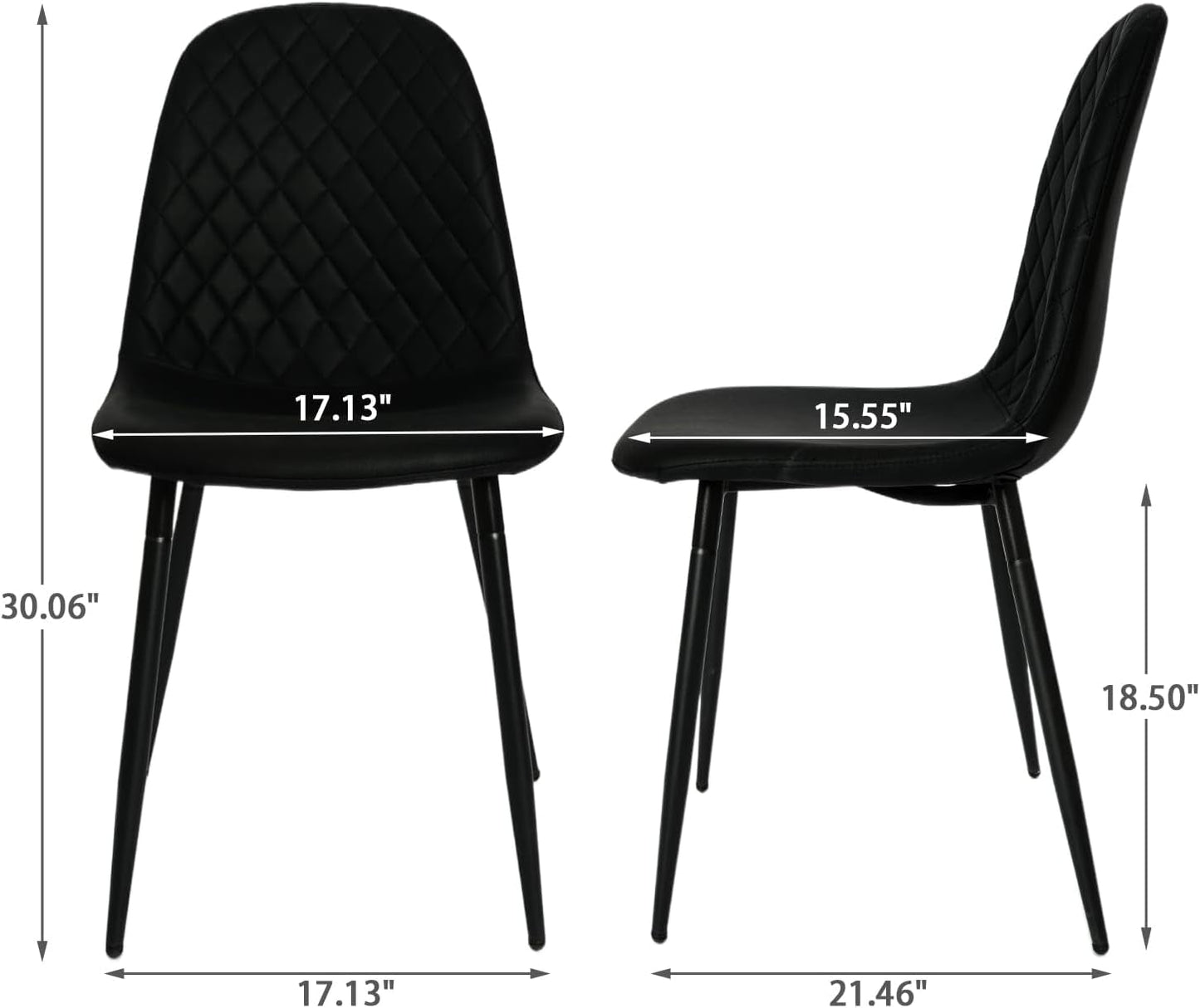 Modern Black Dining Chairs Set of 2, PU Leather Dining Room Chairs