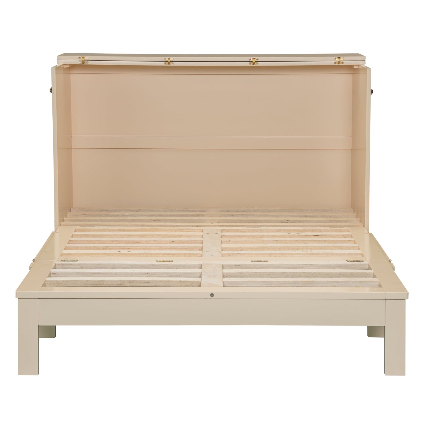 Full Size Murphy Bed with Large Drawers, Gold