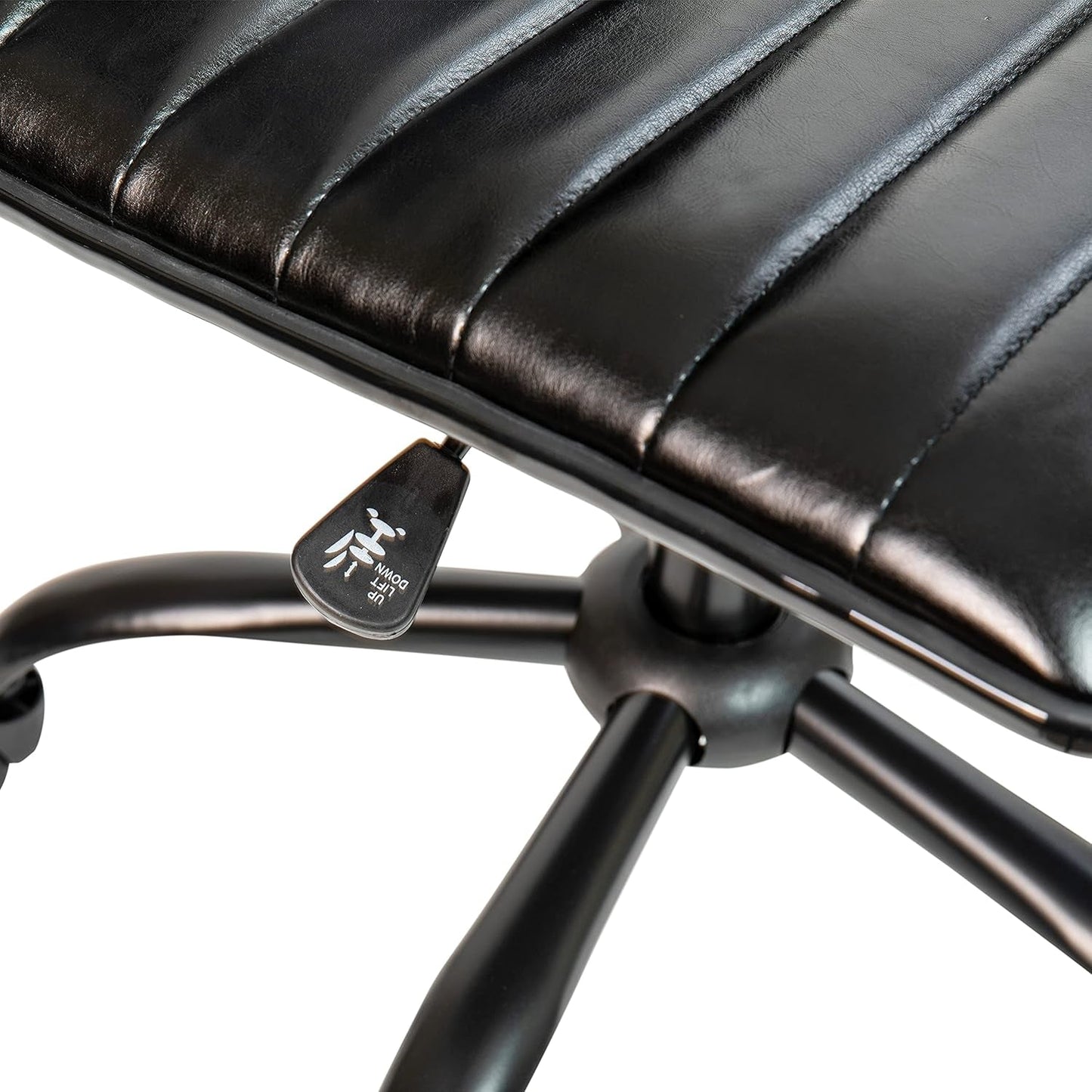 Alan Armless Office Task Chair Black Ribbed Back Modern