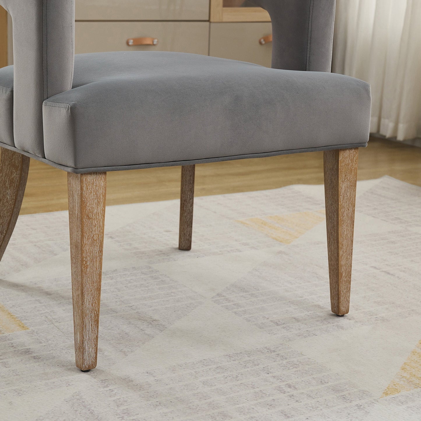 Modern Barrel Open Back Upholstered Accent Chair with Weathered Wood Legs