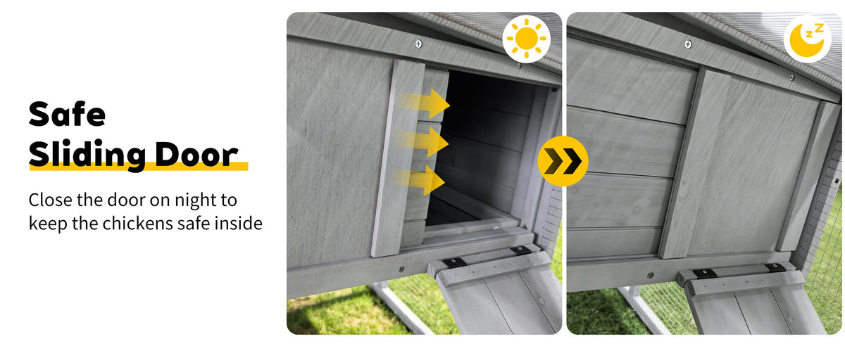 141" Gray Large Wooden Chicken Coop