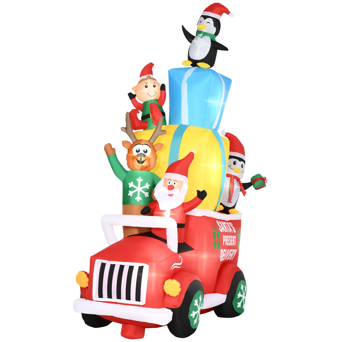 Outsunny 9ft Christmas Inflatable Santa Claus with Gift Car