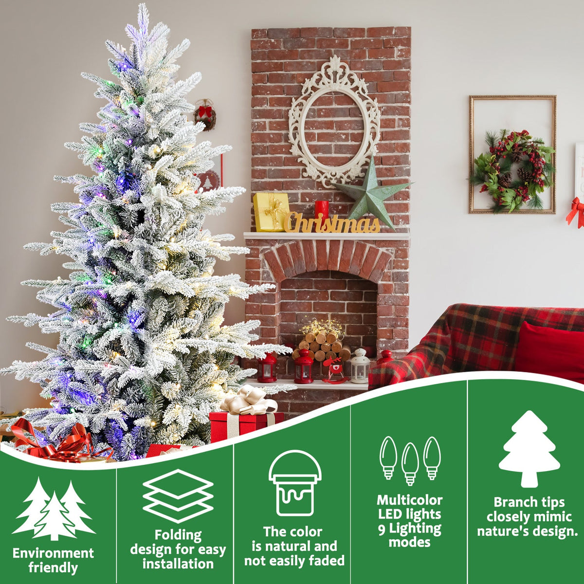 6FT PE+PVC Flocked Artificial Christmas Tree