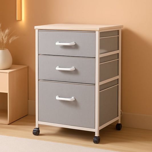 Mobile File Cabinet With 3 Drawers Rolling Printer Stand Light Grey