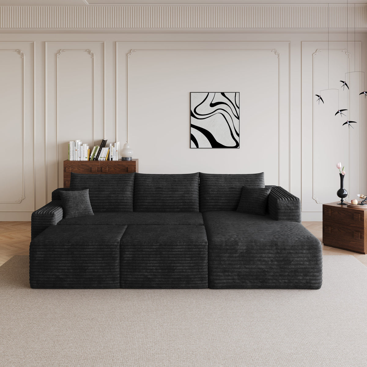95" Cloud Sectional Sofa with 2 Ottoman