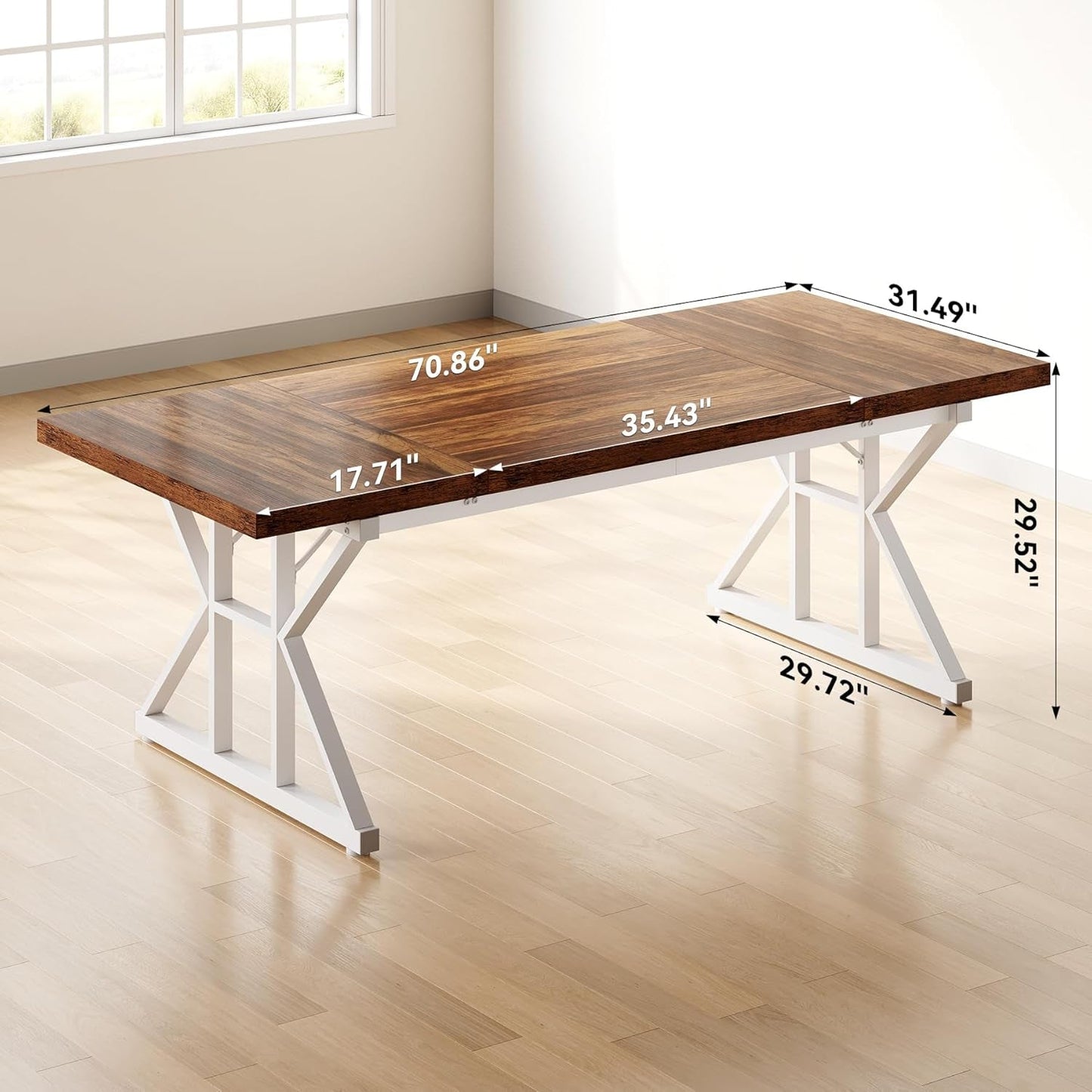 Spacious 70.8 Inch Wooden Executive Desk For Home Office