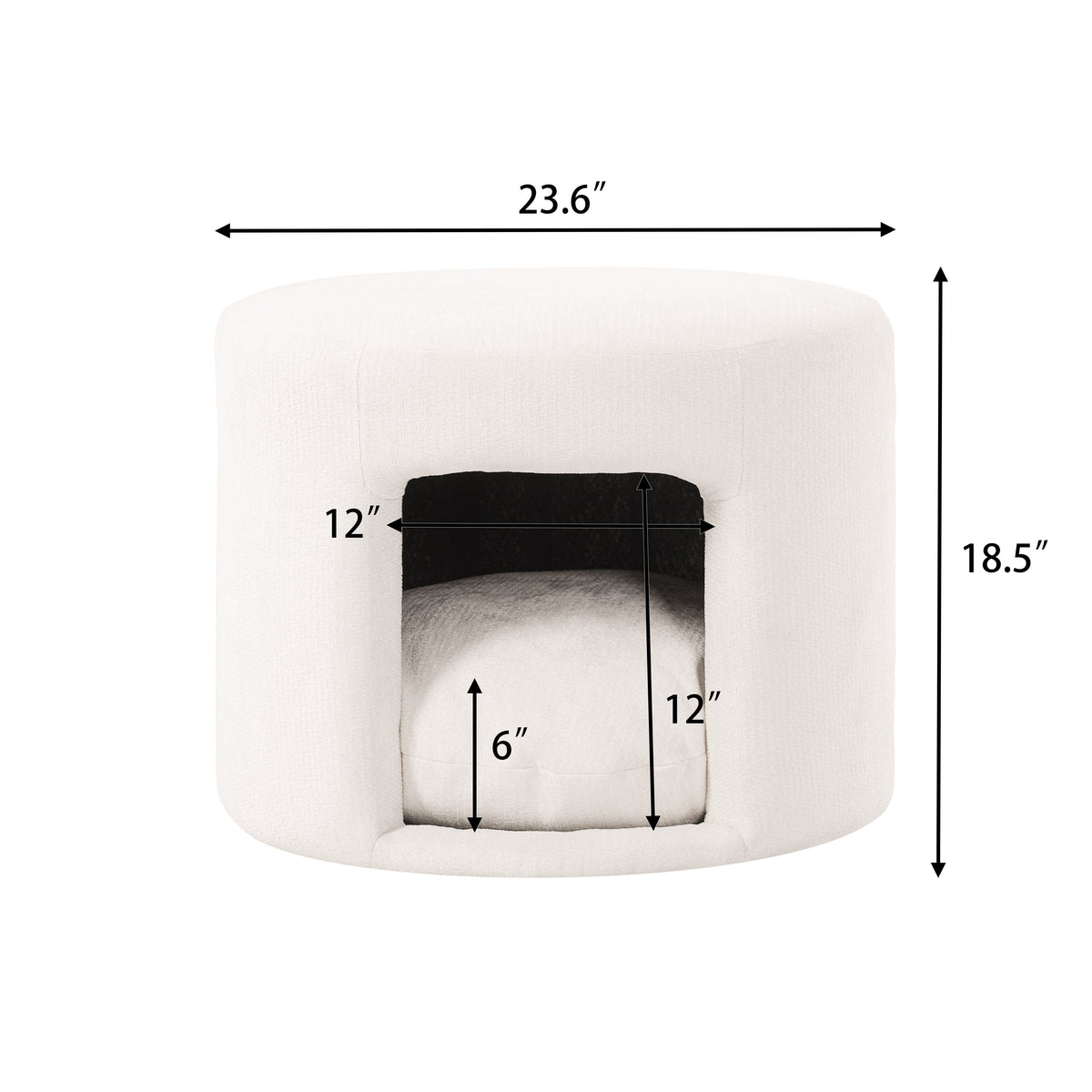 Beige Pet Friendly Ottoman with Removable Pet Cushion and Hidden Pet Nook