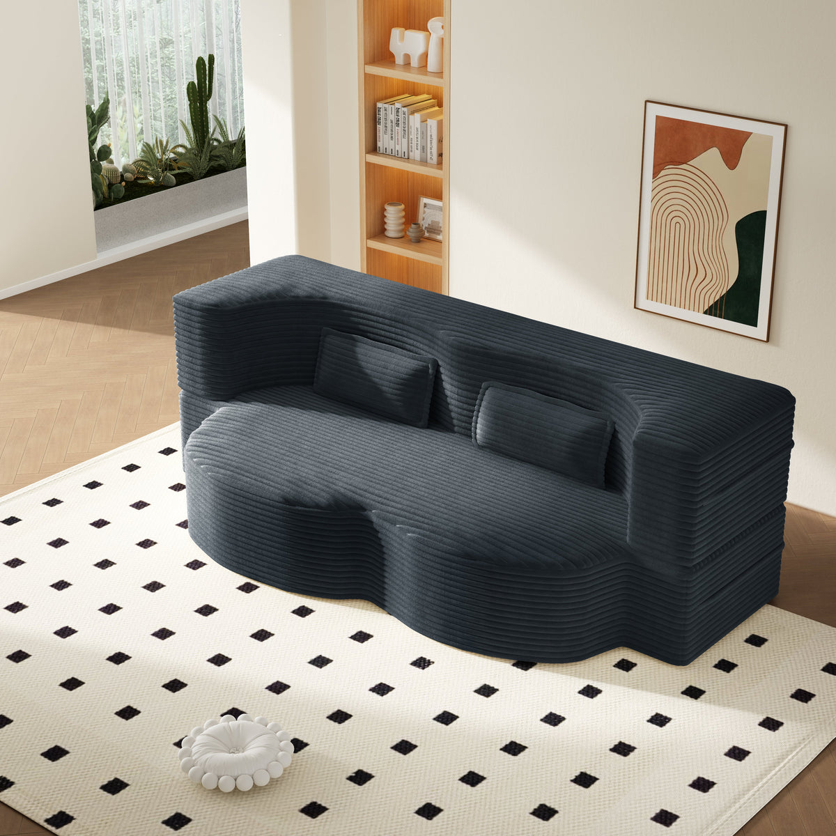 Modern Floor Sofa with 2 Pillows