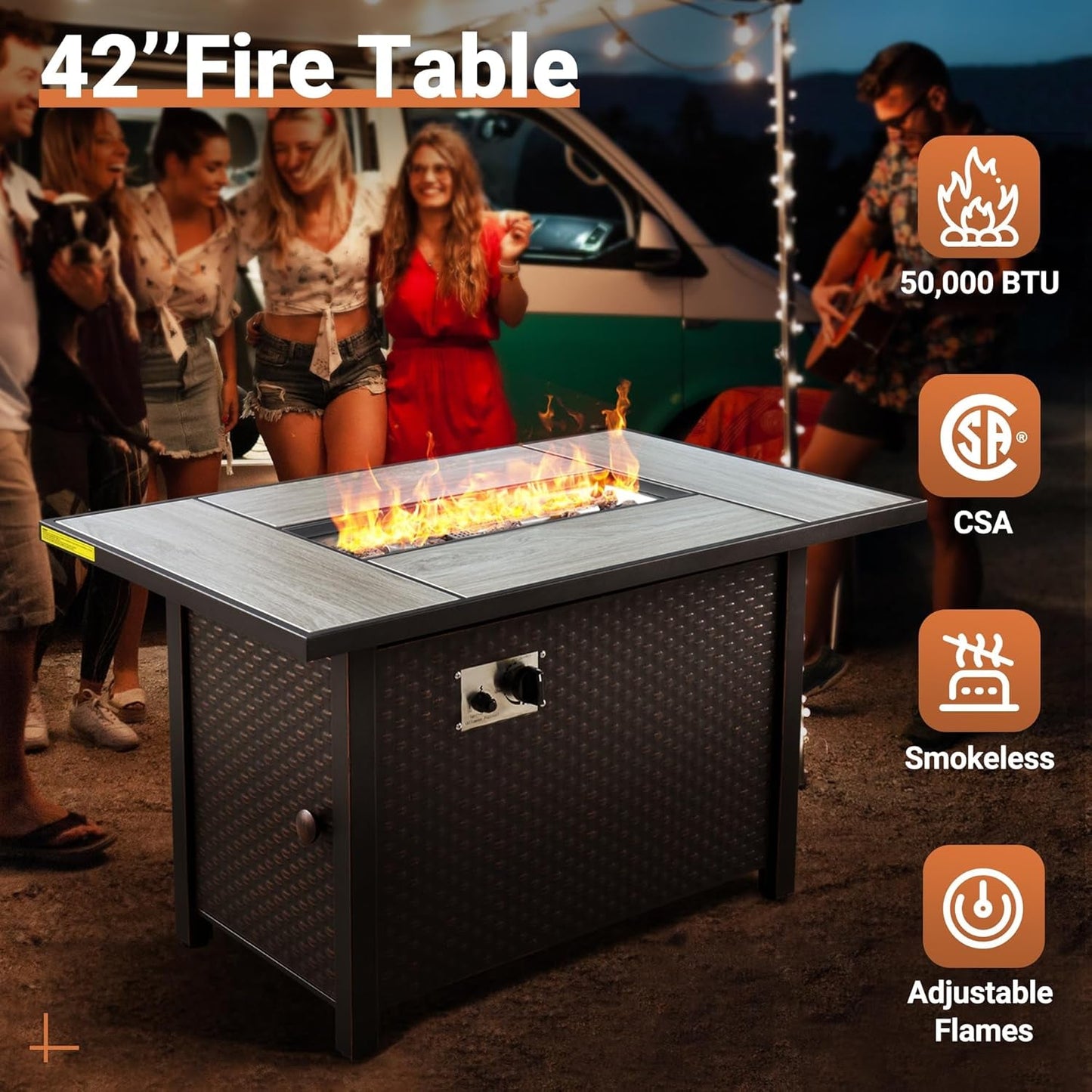 Outdoor 5 Piece Patio Set With Fire Pit Table Dark Grey