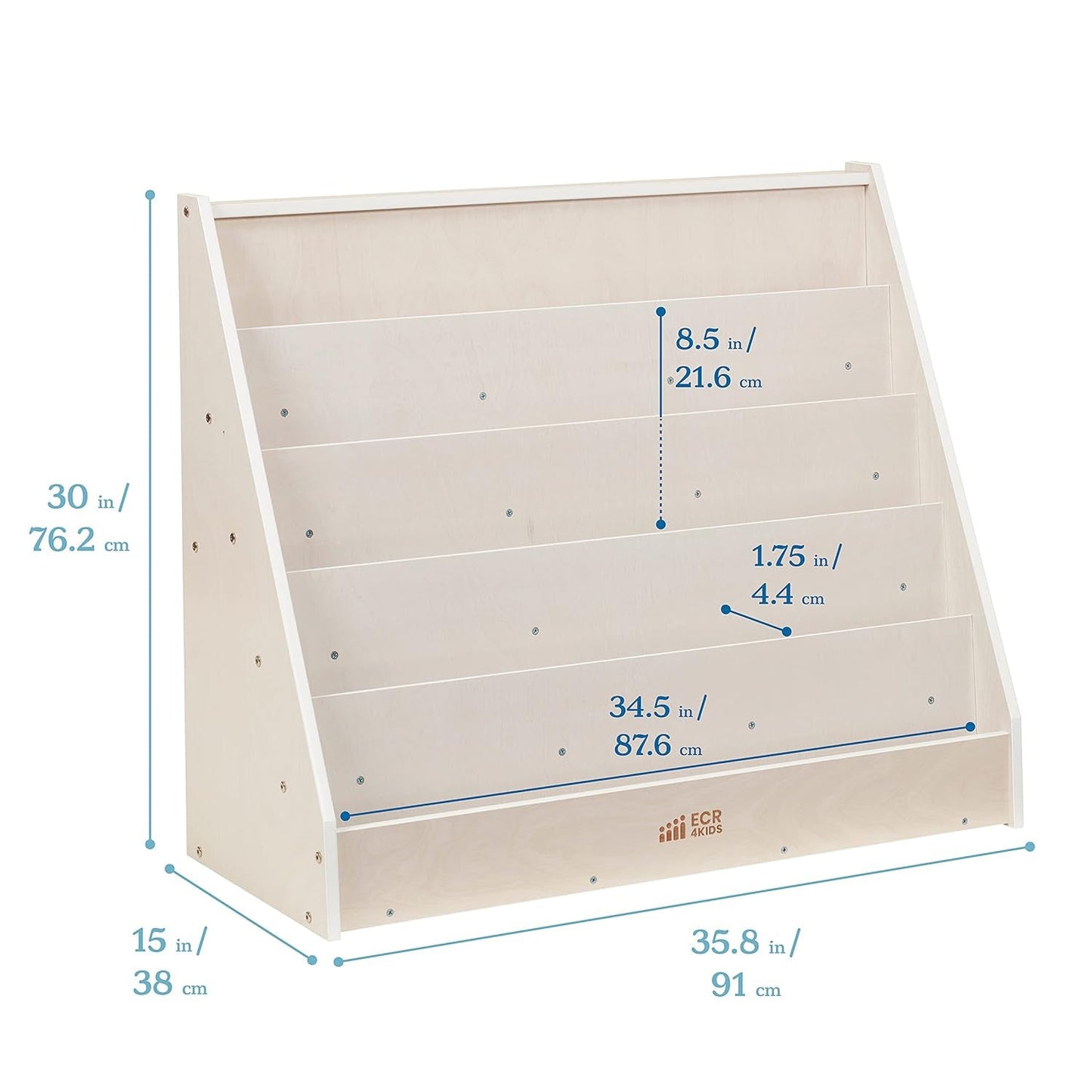 Single Sided Book Display Classroom Bookshelf White Wash