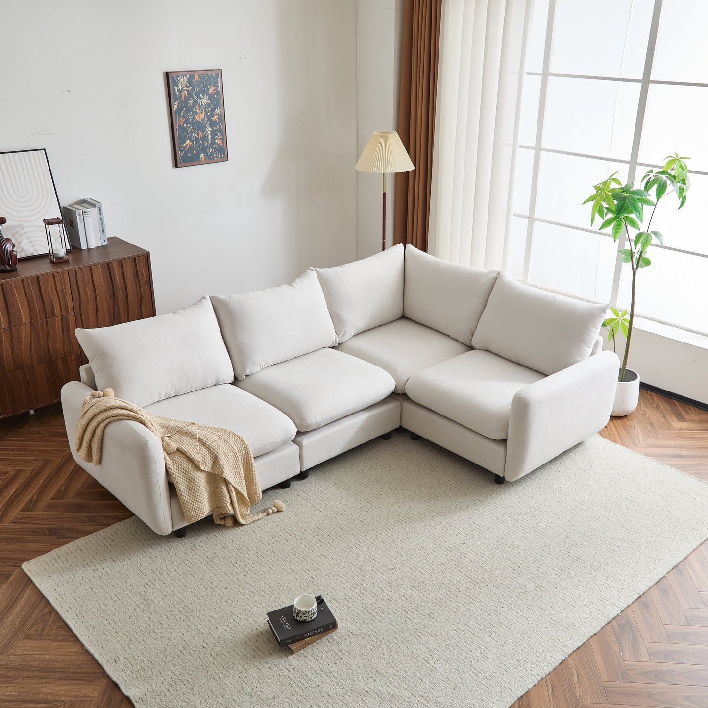 99 in. 4-Piece L Shaped Modular Free Combination Sectional Sofa