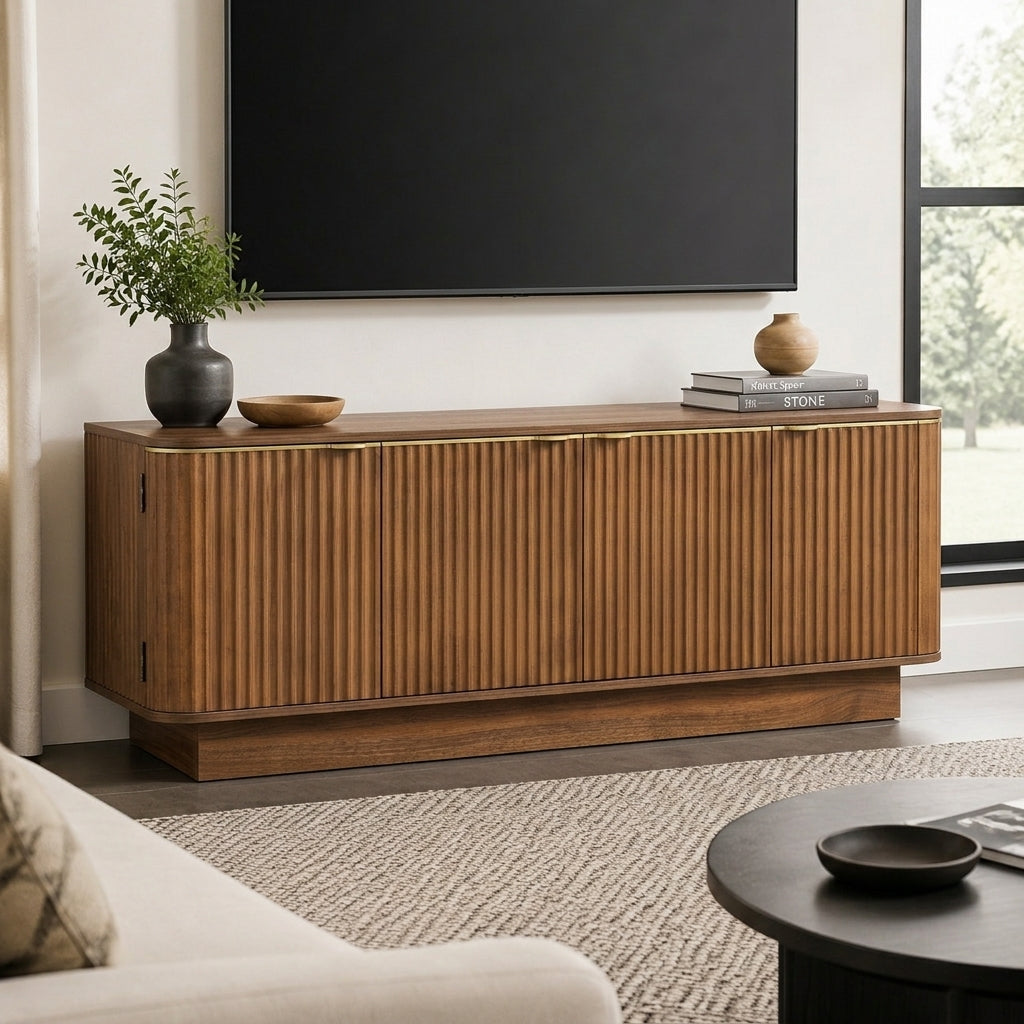Vibe Haus Mid-Century Modern TV Stand for 70 Inch TVs
