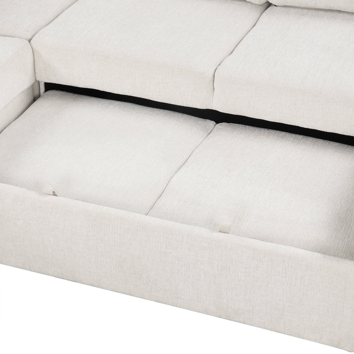 108.6" U-Shaped Sectional Sofa Pull-Out Bed with USB Ports