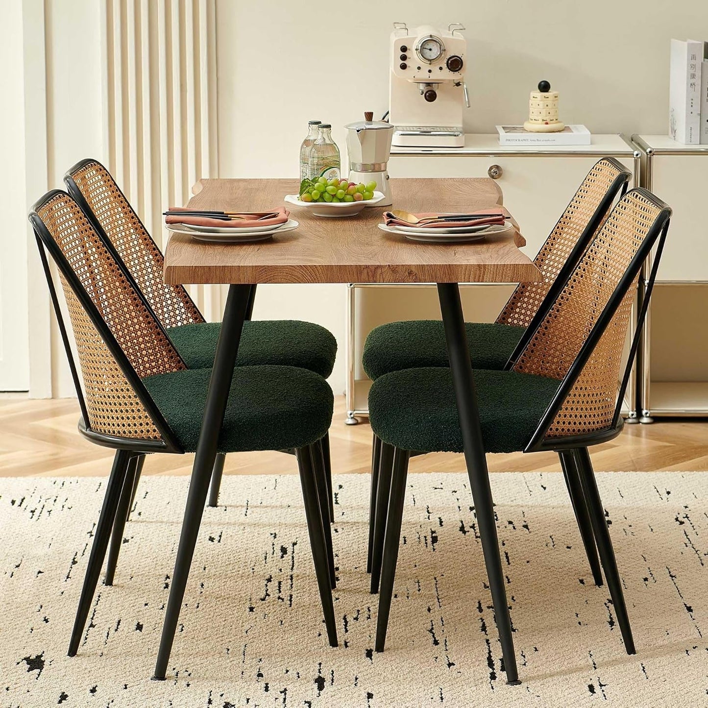 Elegant Walnut Finish 47 Inches Dining Table Set Four