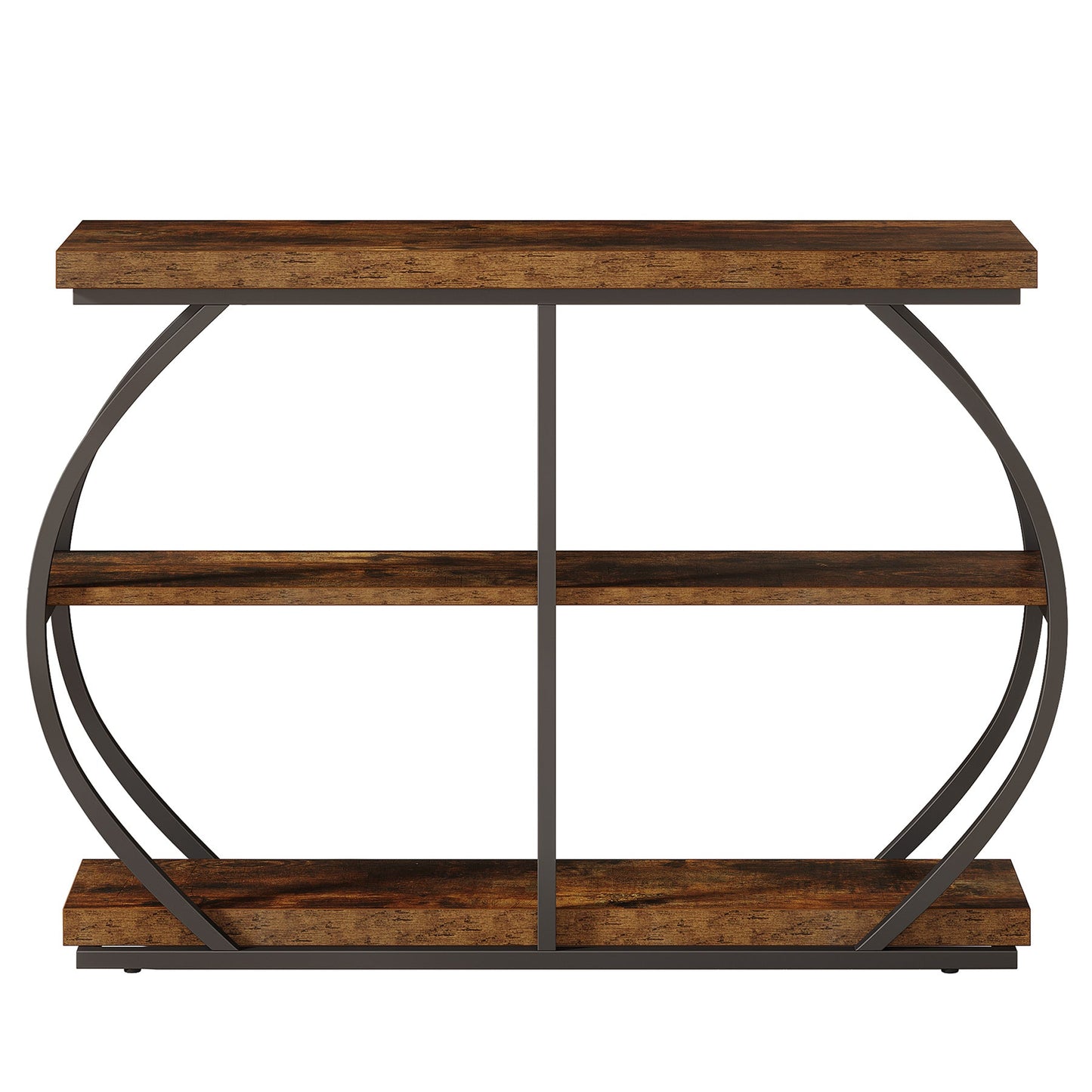 41.3" Industrial Console Table, 3-Tier Entryway Table with Arched Metal Frame