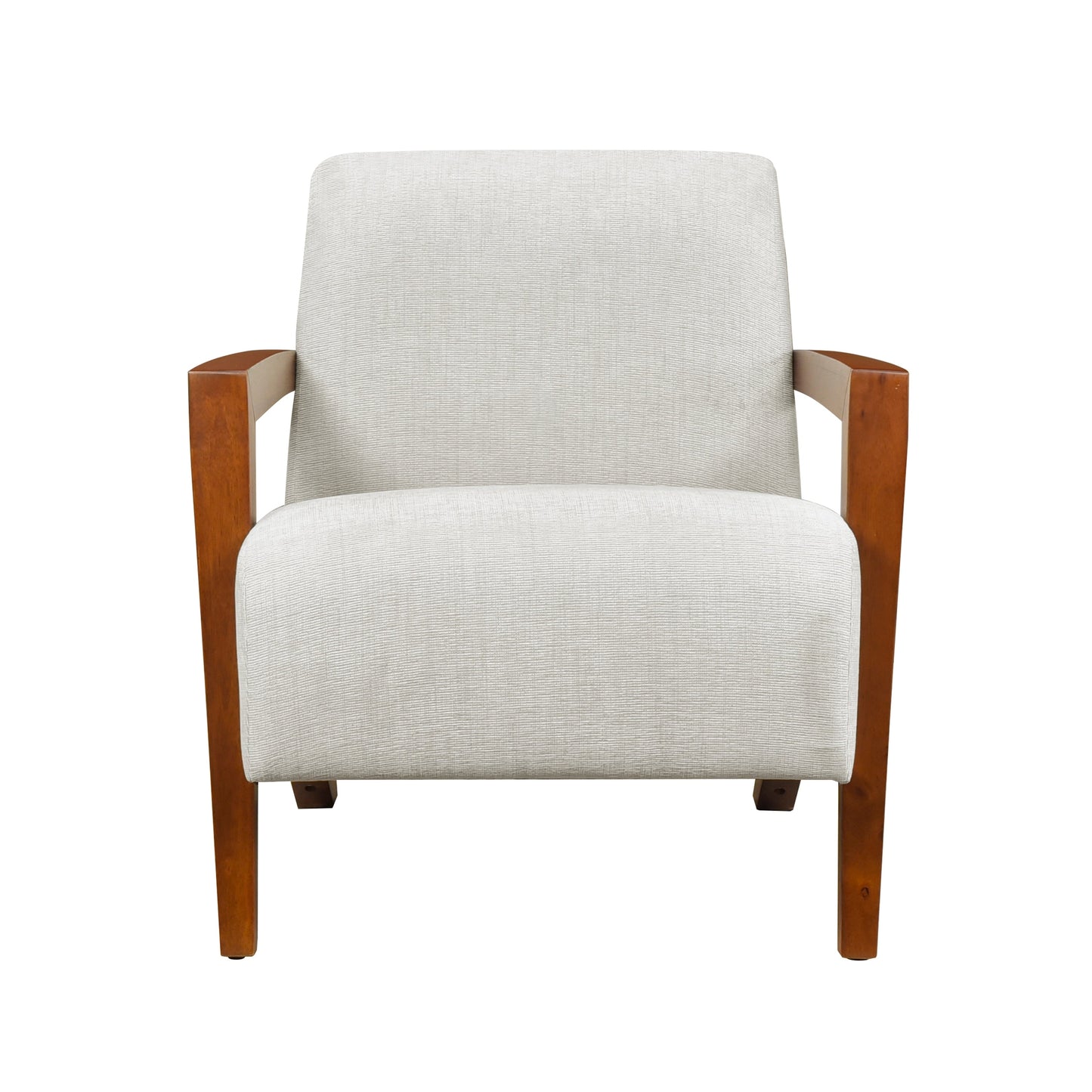 Ultra-Modern Accent Chair Beige Fabric Foam Seat Cushion Solid Wood Luxury Living Room Furniture 1pc