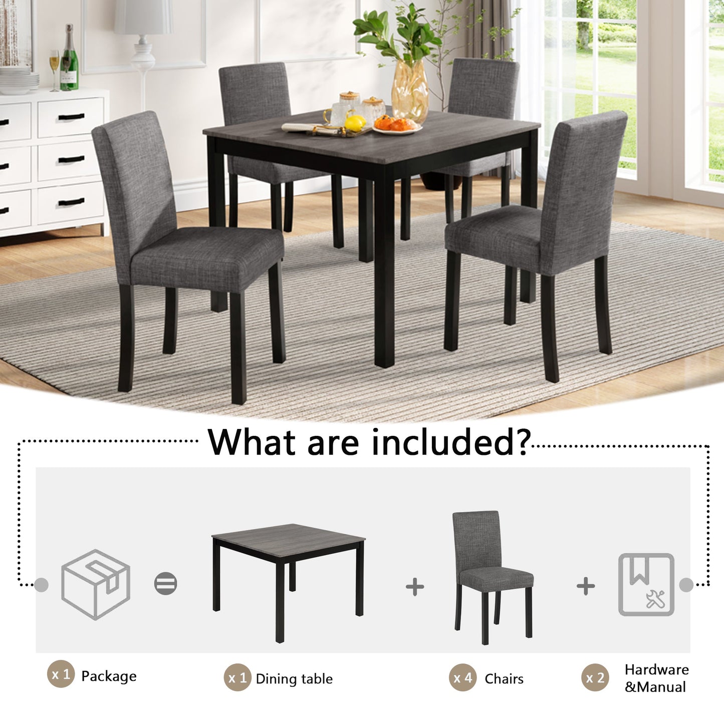 5-Piece Dining Table Set with 4 Chairs