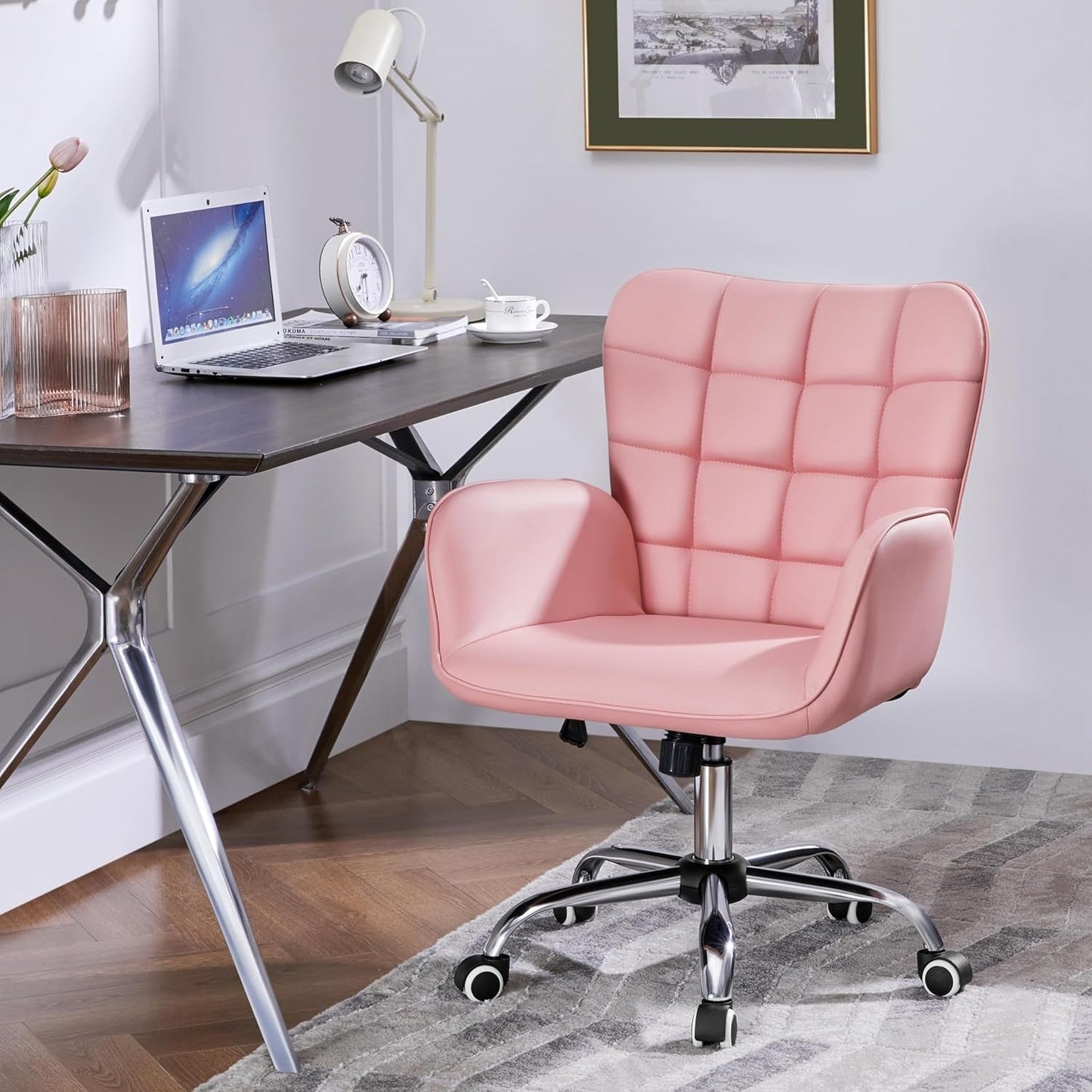 Pink Ergonomic Office Chair With Adjustable Height