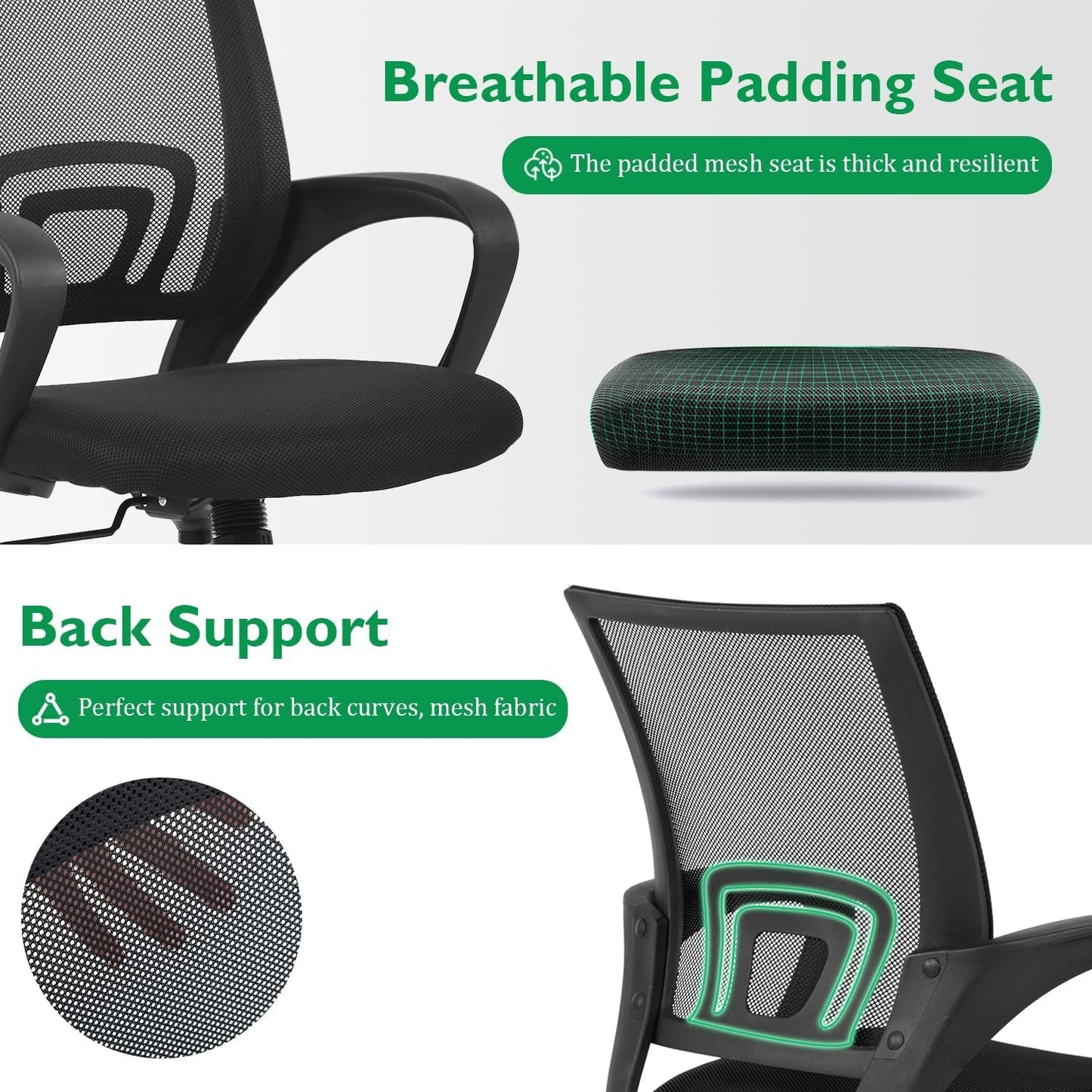 Black 32 Inch Desk And Chair Set For Home Office Use