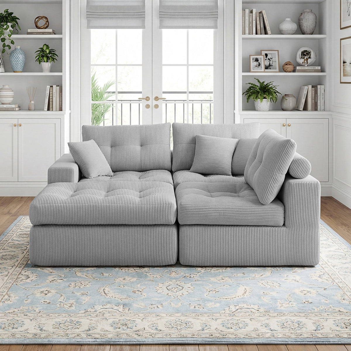Corduroy Corner Chaise Compression Sofa Bed