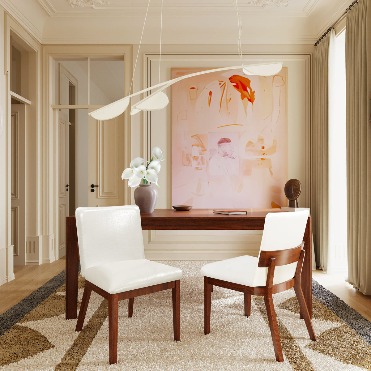 Modern Walnut-Finish Wood Dining Chairs