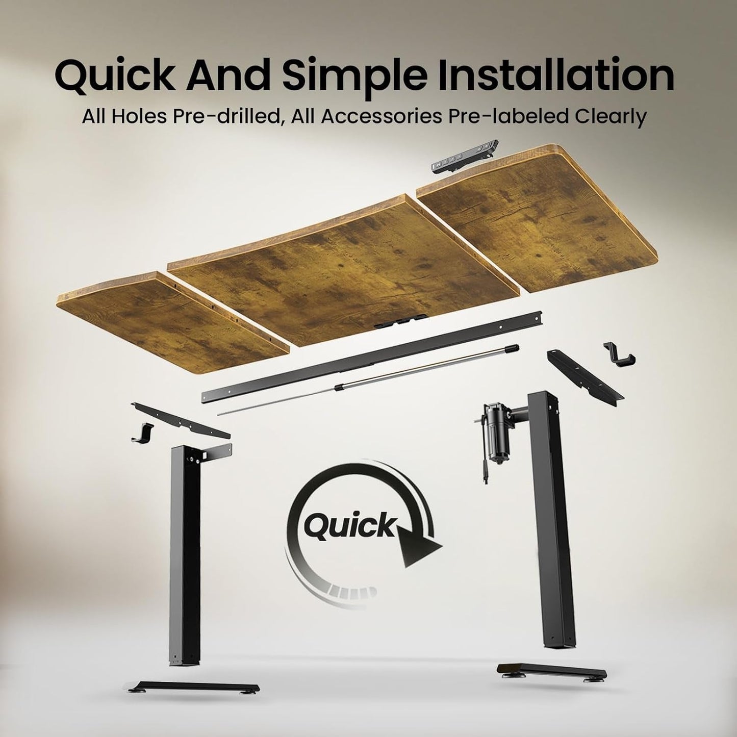 63 Inches Electric Standing Desk Brown Walnut Finish