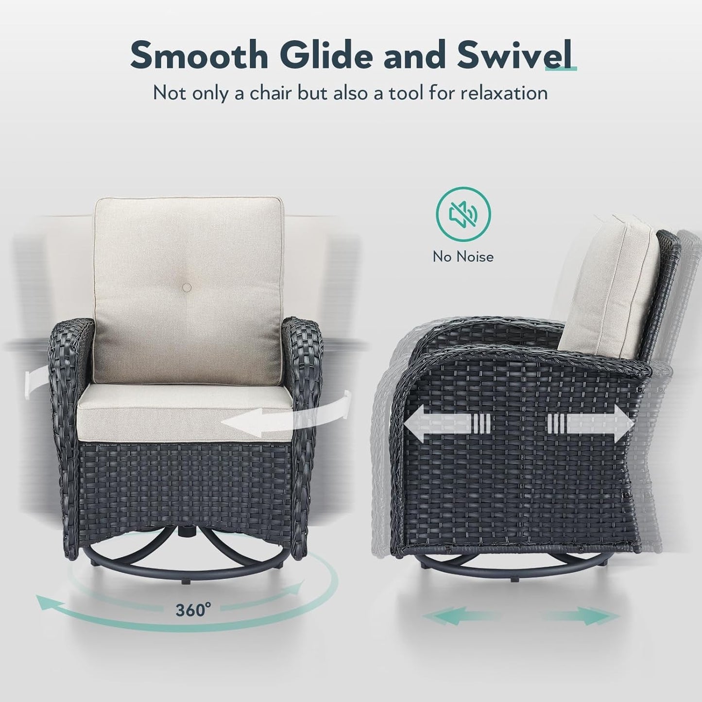 Outdoor Swivel Glider Rocker Chairs Set Of 4 Beige Cushions
