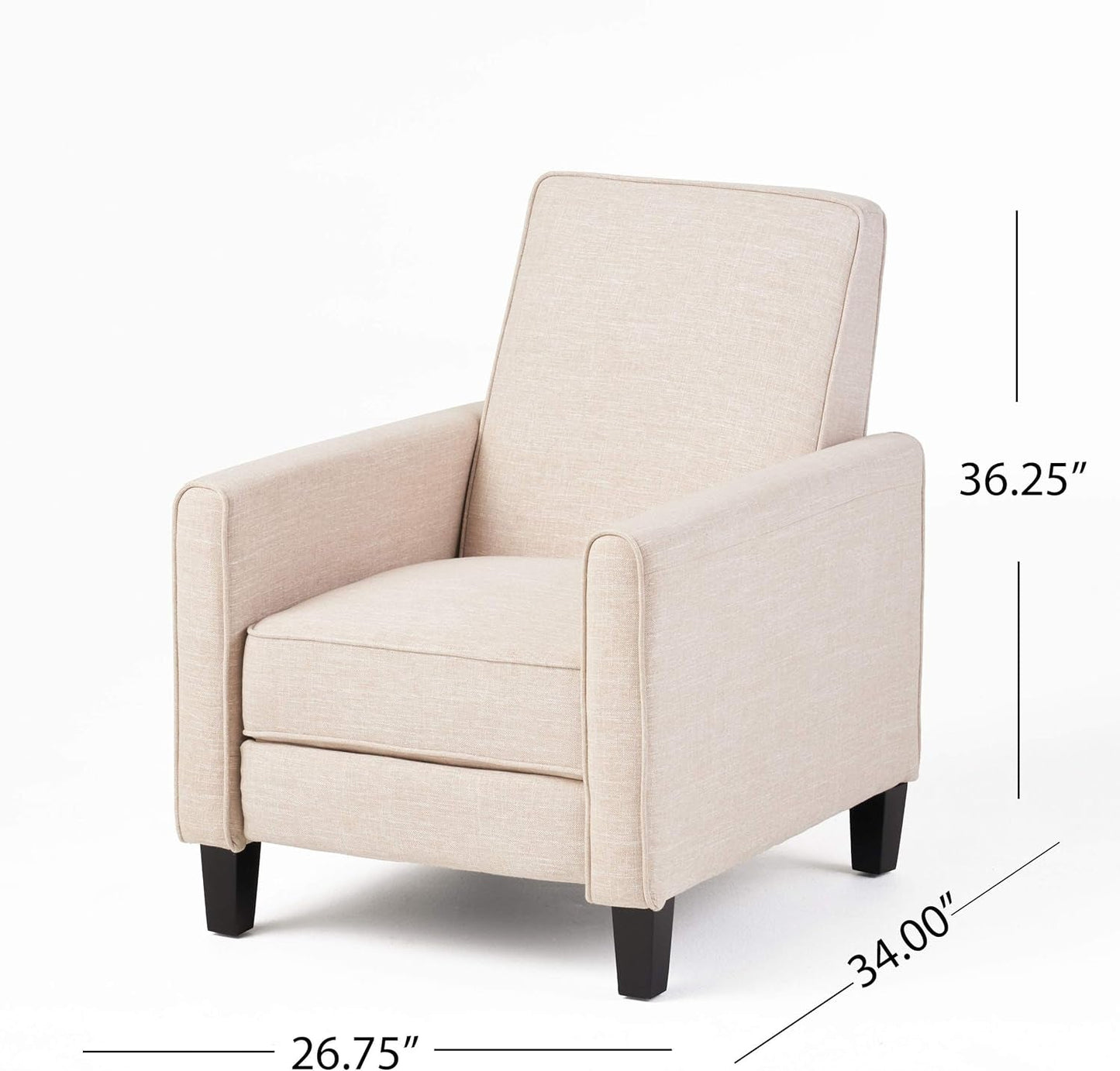 Compact Fabric Recliner Set Of 2 In Beige And Dark Brown