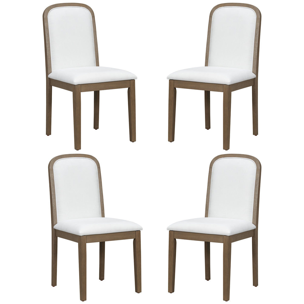 TREXM Vintage Style Dining Chair Set with 4 Upholstered Chairs