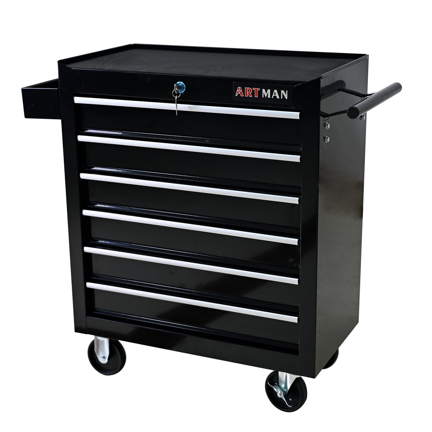 Rolling Tool Chest, 6-Drawer Tool Box with Wheels, Heavy Duty Industrial Service Cart Storage Organizer with Locking System, Rolling Tool Box Organizer Tool Case for Garage, Repair Shop - Black