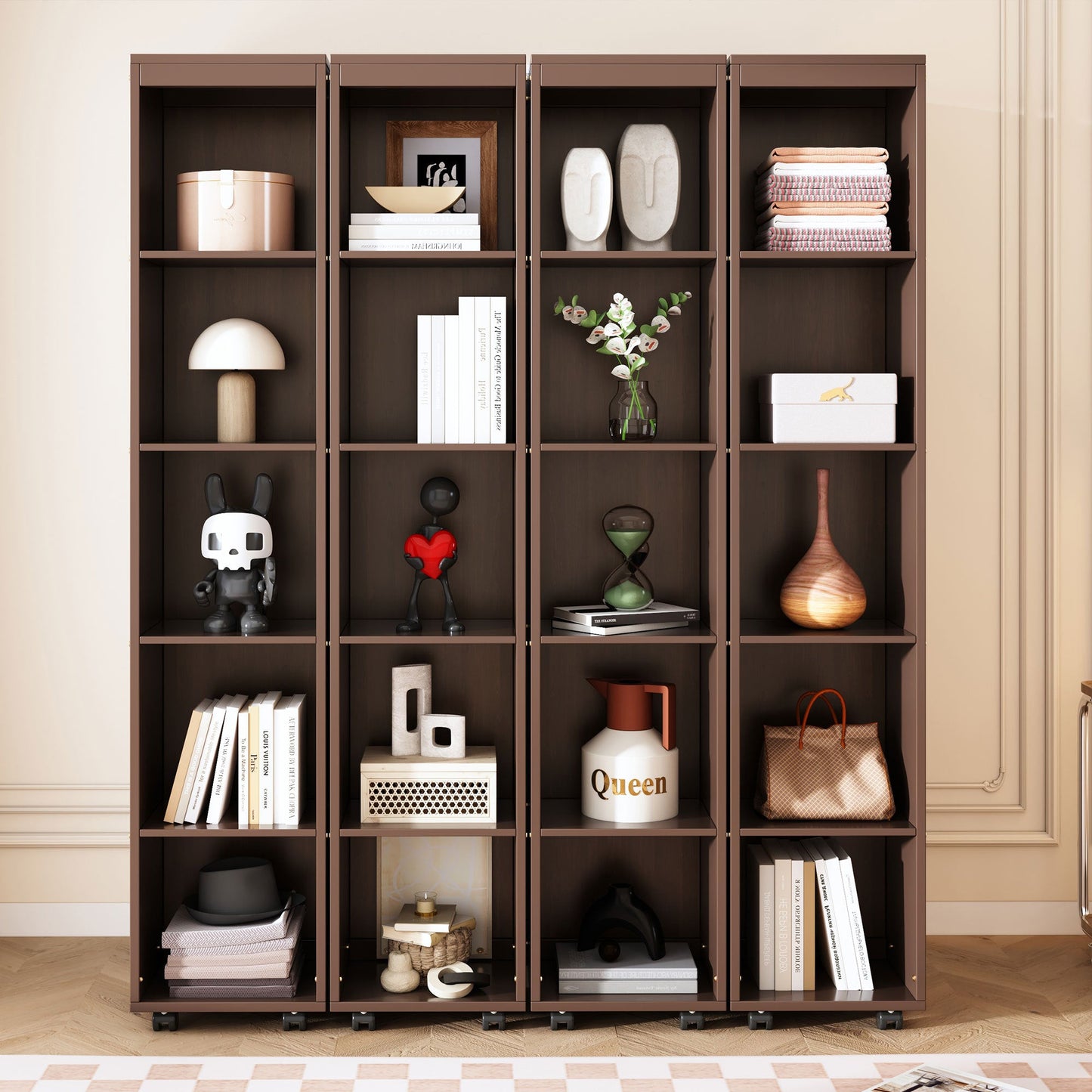 Queen Murphy Bed Wall Bed with Storage Doors, Espresso